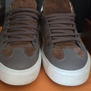 Salvatore Ferragamo Brown and White Sneakers